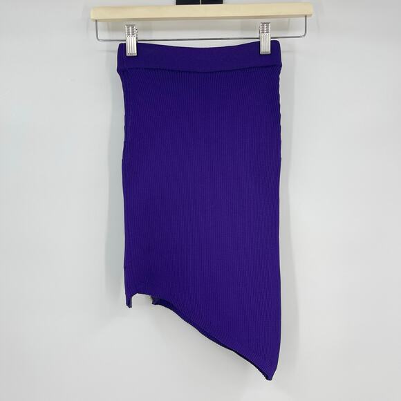 GCDS | Asymmetric Logo Zip Detail Ribbed Knit Mini Skirt In Purple S - Picture 4 of 9